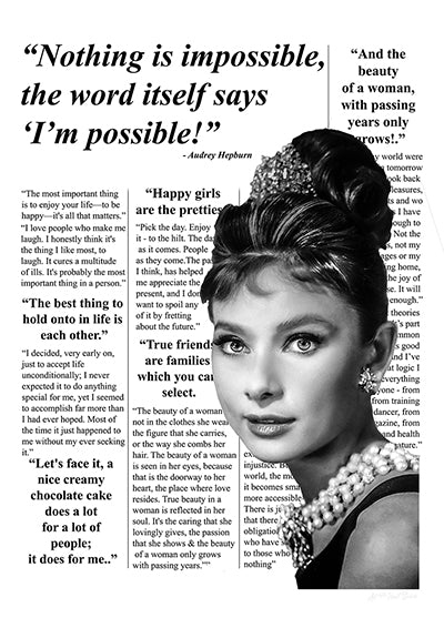 Audrey Hepburn Newspaper Style Print