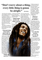 Newspaper style print of Bob Marley and some of his most famous quotes