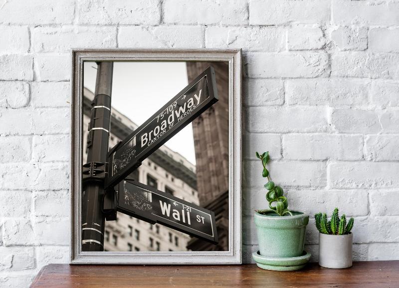 Photography print of iconic Broadway sign in frame mockup