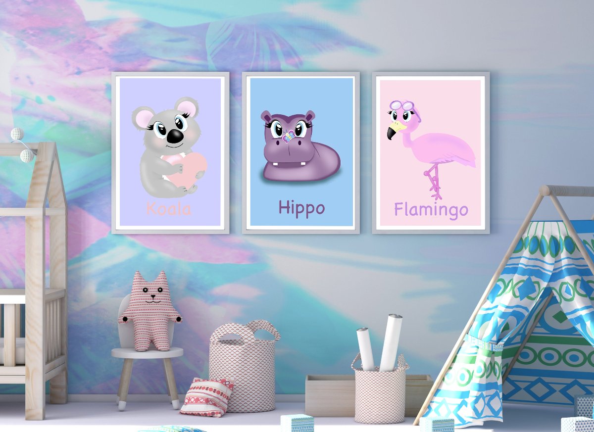 Flamingo Hippo Koala Mockup