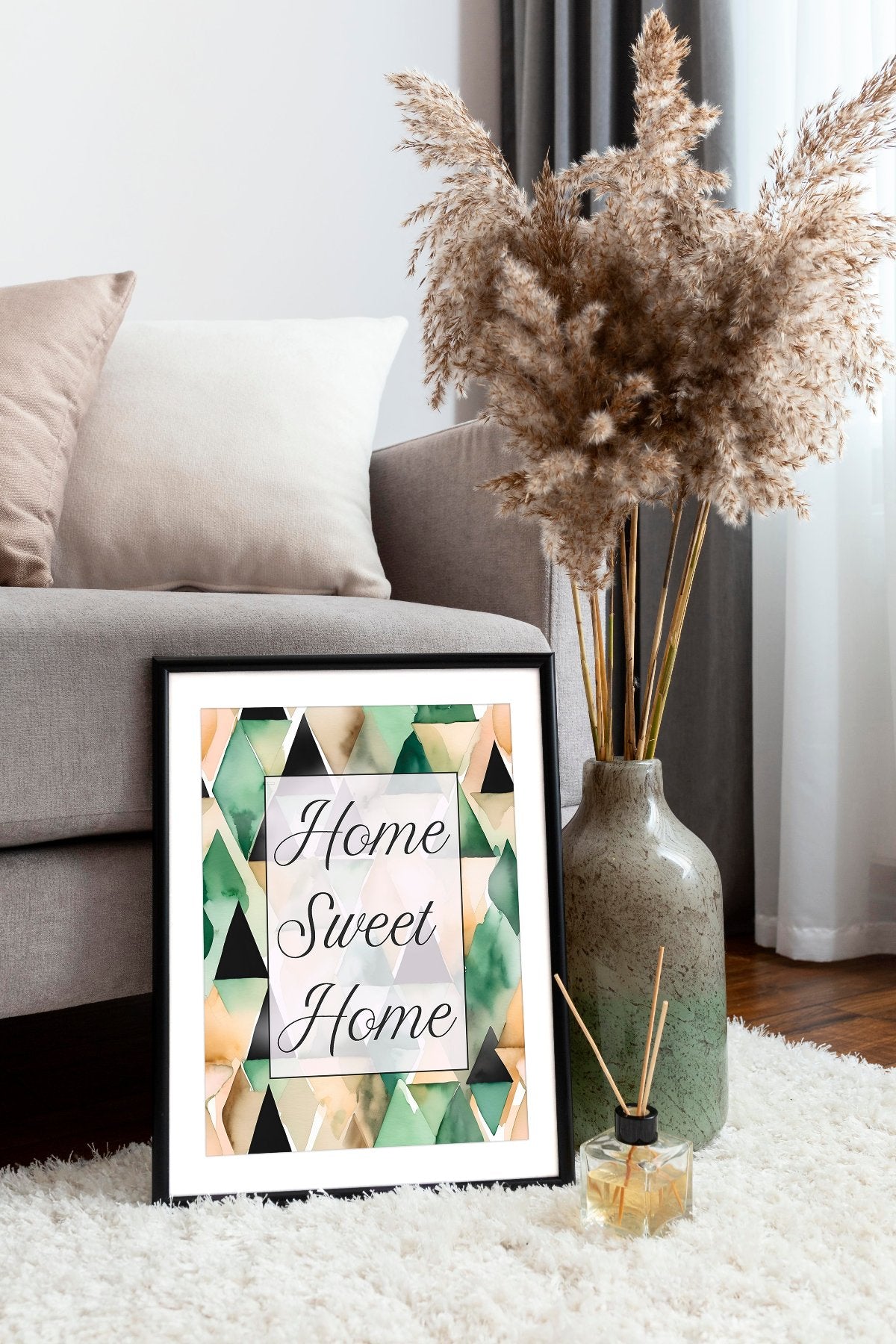 Home Sweet Home abstract art print in mockup frame